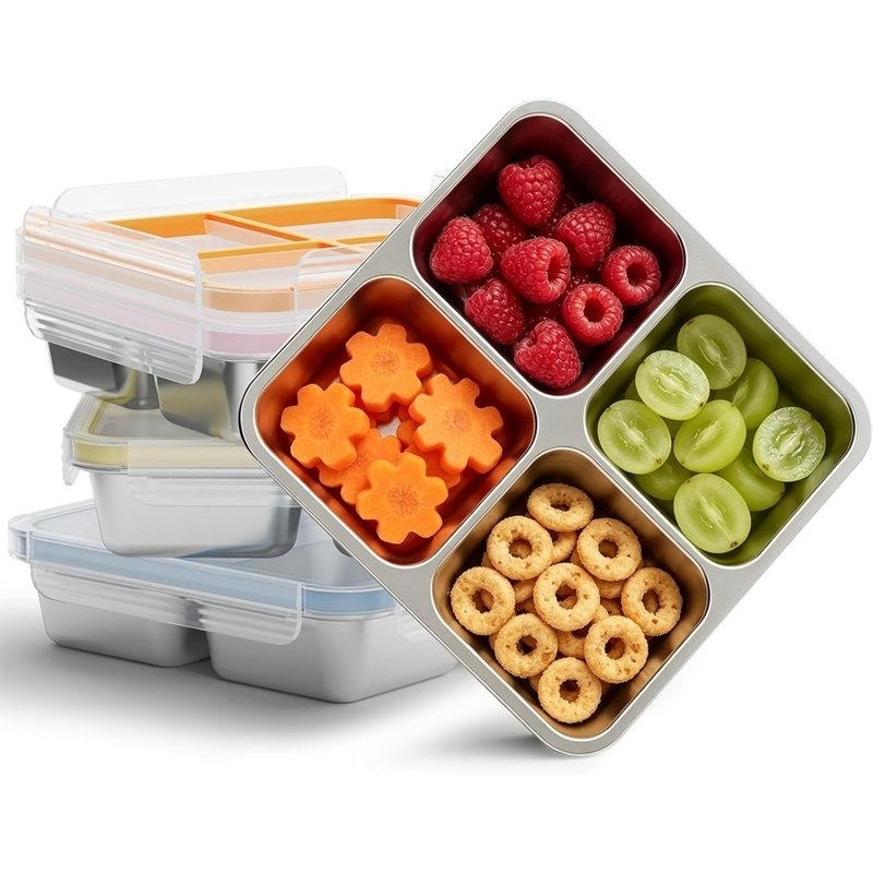 Food Storage With Compartments - GIGI 4Pack Wadah Makanan Ringan Stainless