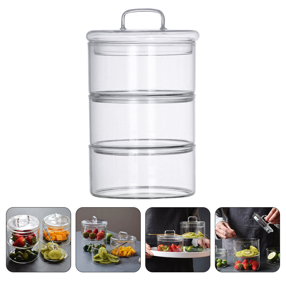 Food Storage Bowls - 1Set Wadah Penyimpanan Kaca Transparan, Wadah
