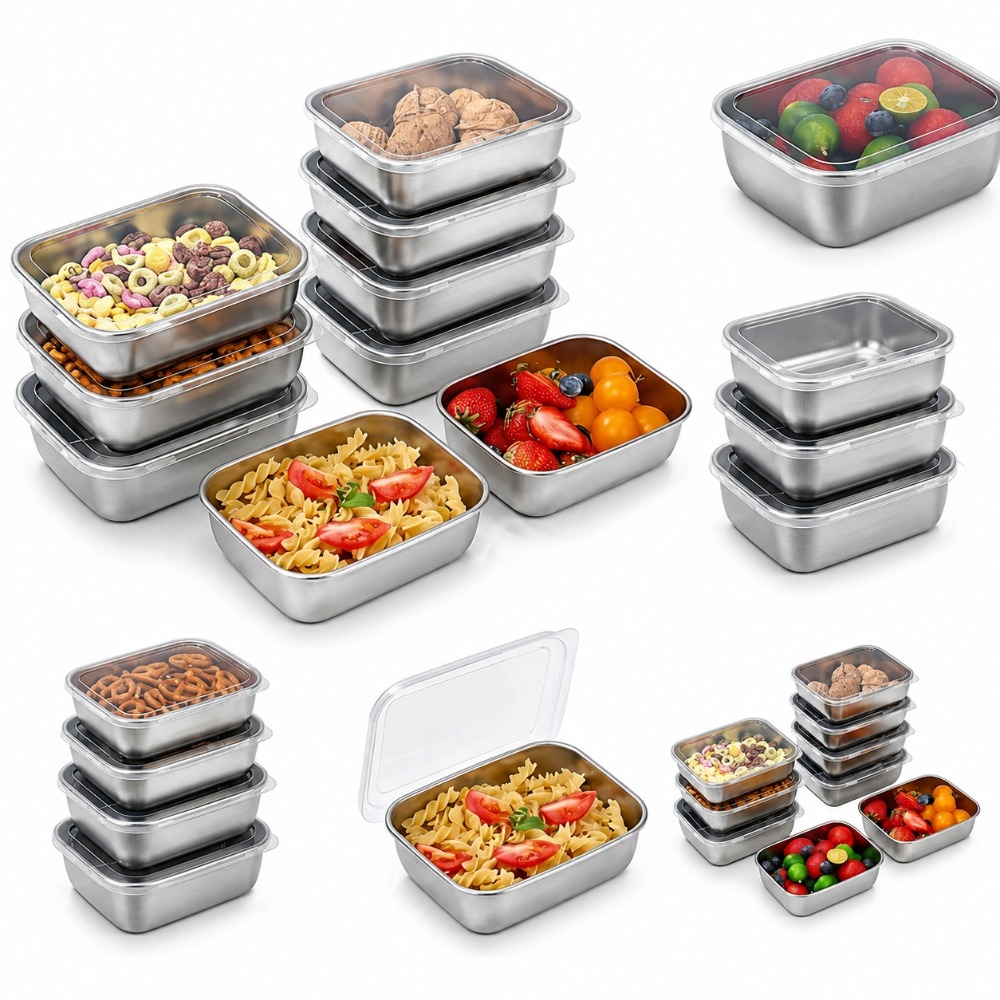 Food Storage Bowls - 6PCS Wadah Penyimpanan Makanan Stainless Steel