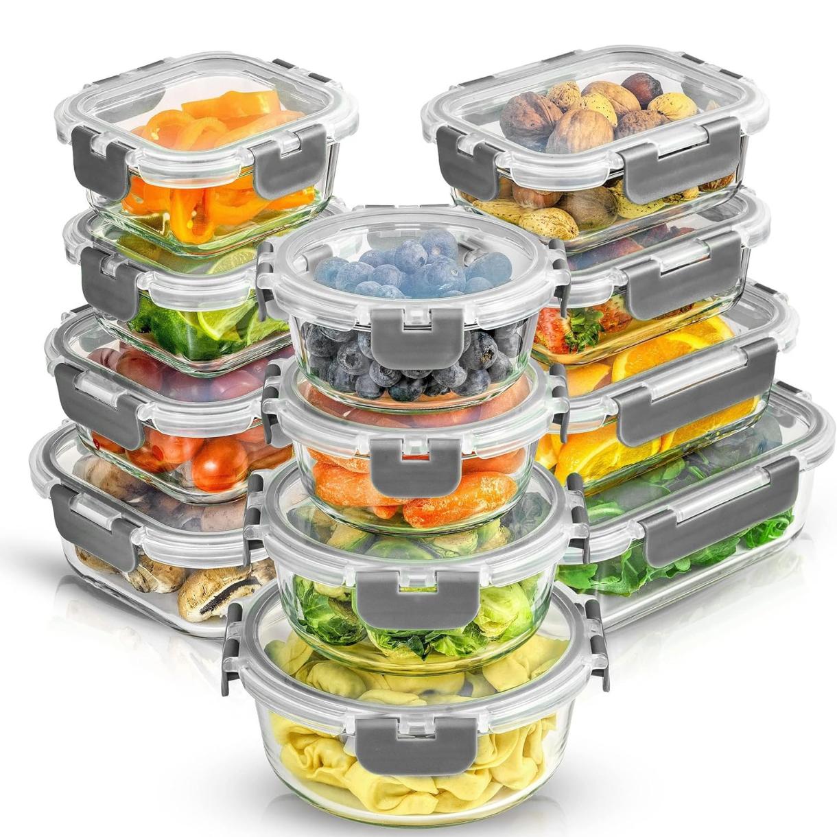 Food Storage Containers Tupperware - 24 buah Wadah Penyimpanan Kaca Borosilikat