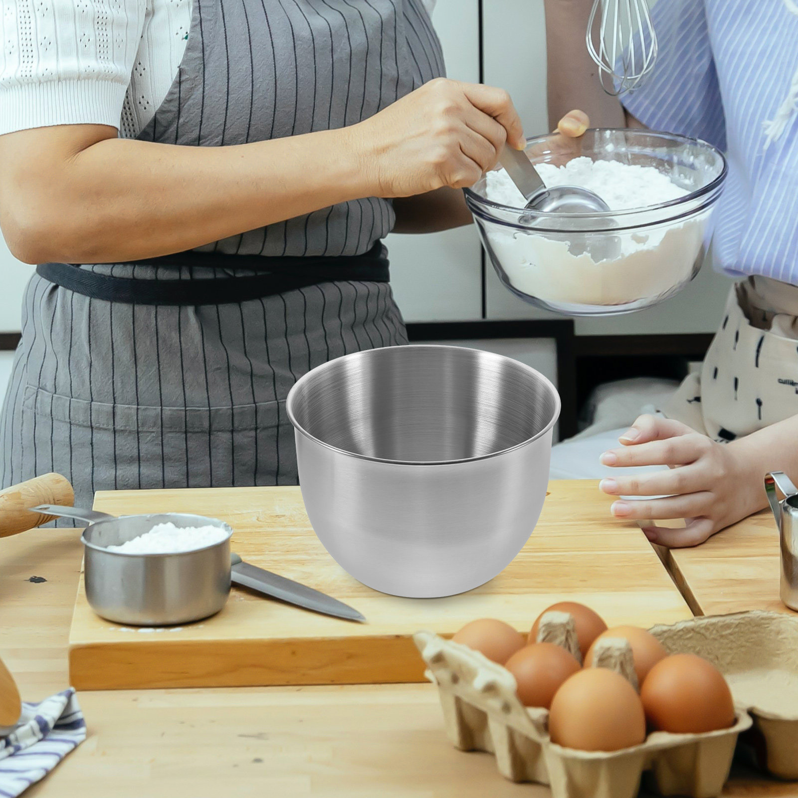 Food Storage Bowls - Mangkuk Pencampur Stainless Steel Tebal, Mangkuk