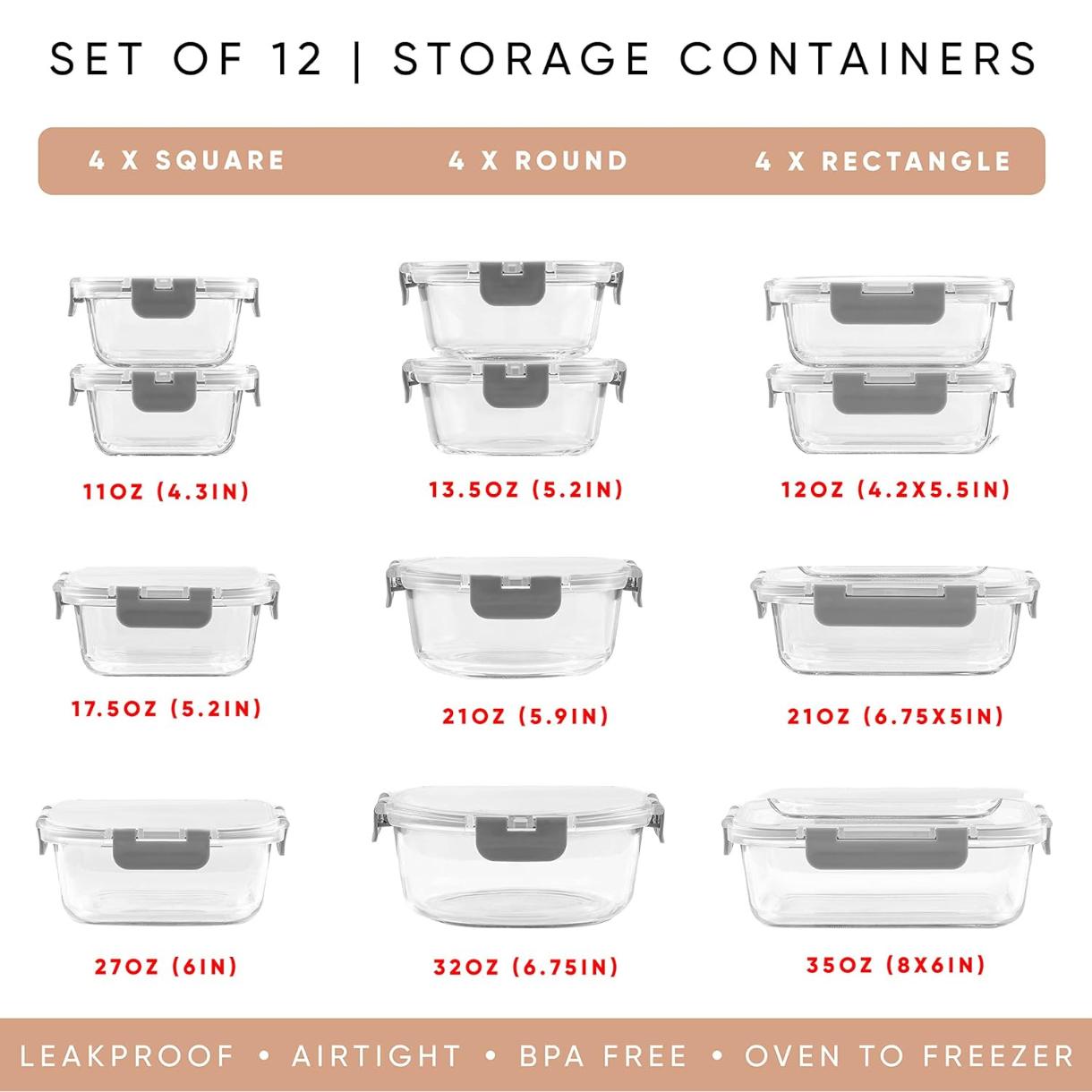24 buah Wadah Penyimpanan Kaca - Food Storage Containers Tupperware ulasan dan harga